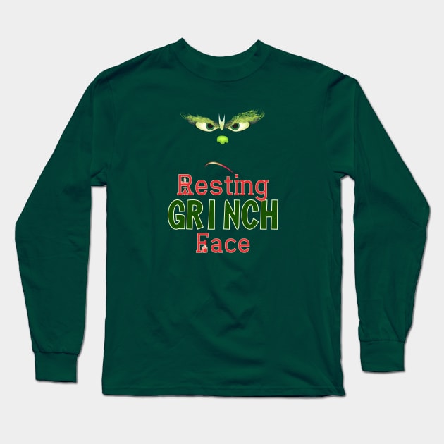 Resting Grinch Face Long Sleeve T-Shirt by Wear & Cheer